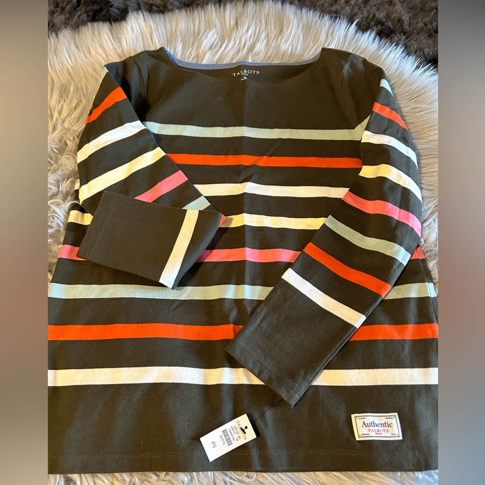 Talbots NWT authentic, classical Striped Long Sleeve Top - Picture 4 of 6